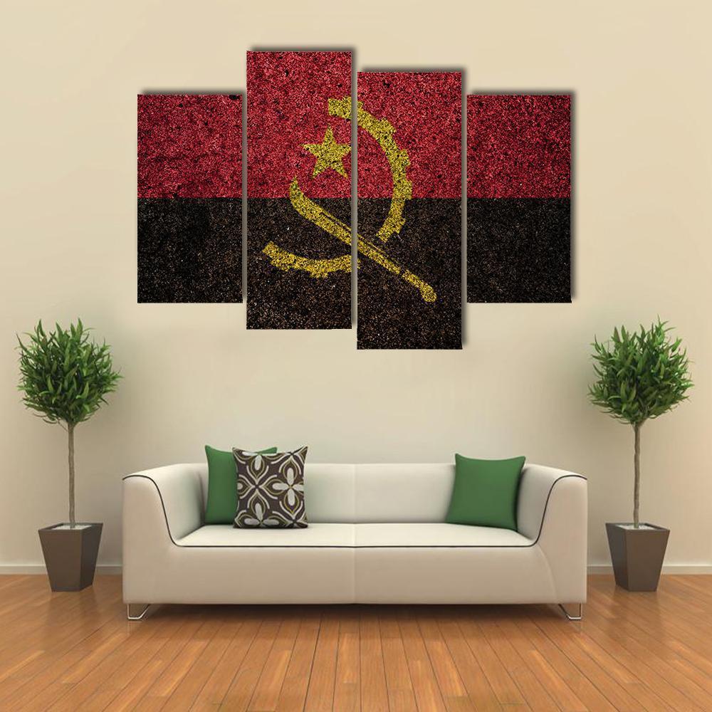 Vintage Angola Flag Canvas Wall Art-4 Pop-Gallery Wrap-50" x 32"-Tiaracle