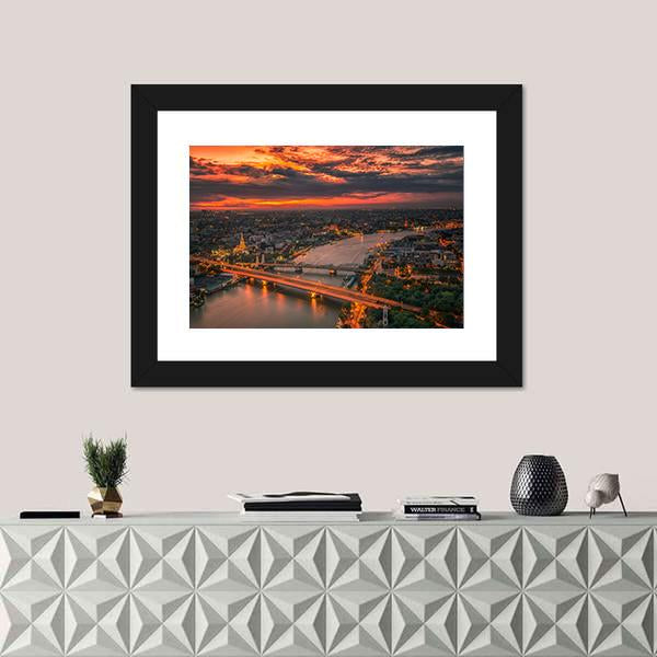 Vintage Bridge With Sunset Sky Canvas Wall Art-1 Piece-Framed Print-30" x 20"-Tiaracle