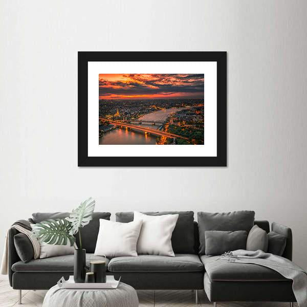 Vintage Bridge With Sunset Sky Canvas Wall Art-5 Horizontal-Gallery Wrap-22" x 12"-Tiaracle