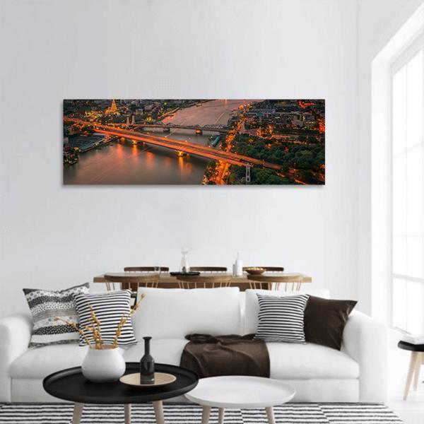 Vintage Bridge With Sunset Sky Panoramic Canvas Wall Art-1 Piece-36" x 12"-Tiaracle