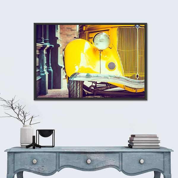 Vintage Car Headlight Lamp Canvas Wall Art-1 Piece-Floating Frame-24" x 16"-Tiaracle
