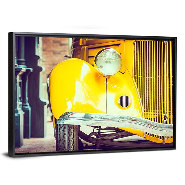 Vintage Car Headlight Lamp Canvas Wall Art-3 Horizontal-Gallery Wrap-25" x 16"-Tiaracle