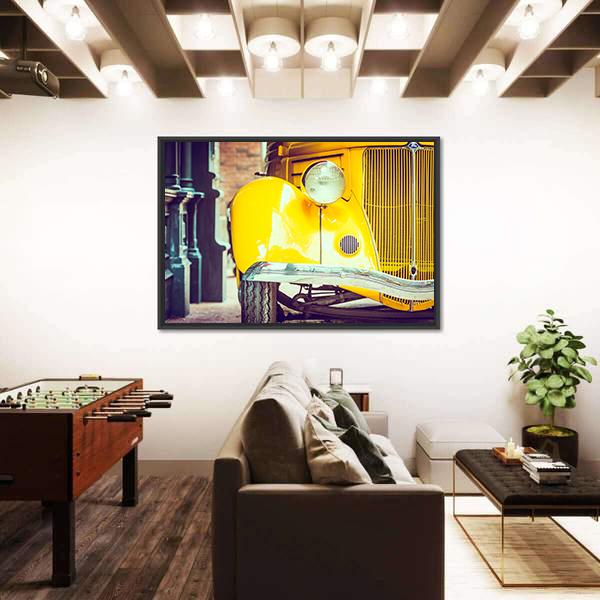 Vintage Car Headlight Lamp Canvas Wall Art-3 Horizontal-Gallery Wrap-25" x 16"-Tiaracle