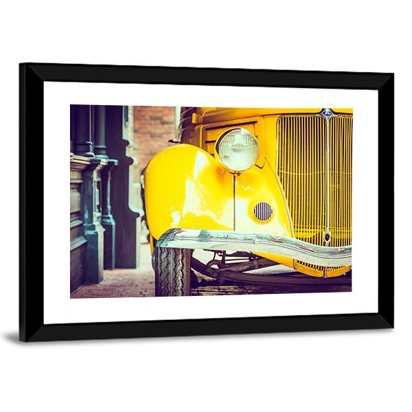 Vintage Car Headlight Lamp Canvas Wall Art-3 Horizontal-Gallery Wrap-25" x 16"-Tiaracle