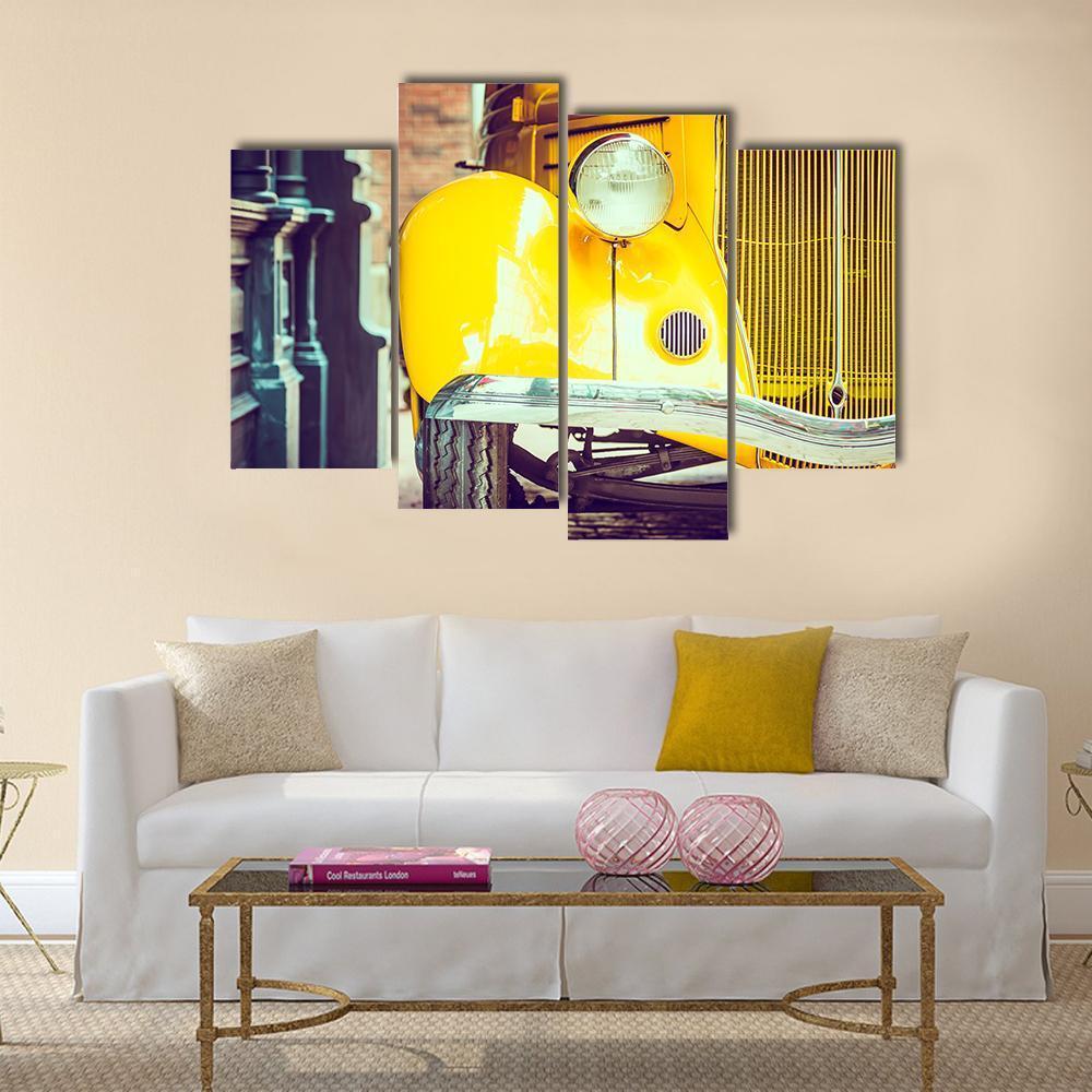 Vintage Car Headlight Lamp Canvas Wall Art-4 Pop-Gallery Wrap-50" x 32"-Tiaracle