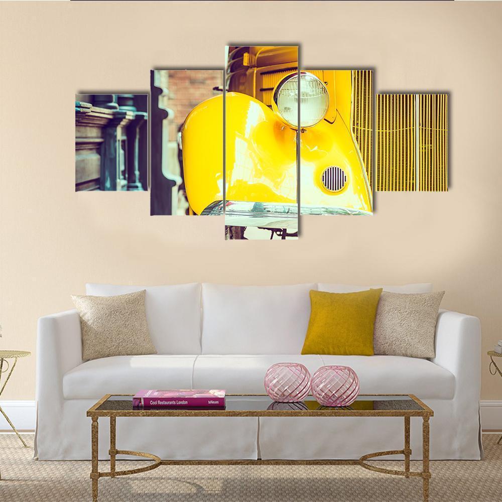 Vintage Car Headlight Lamp Canvas Wall Art-5 Star-Gallery Wrap-62" x 32"-Tiaracle