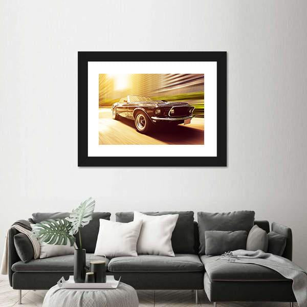 Vintage Car In Blur Motion Canvas Wall Art-3 Horizontal-Gallery Wrap-25" x 16"-Tiaracle