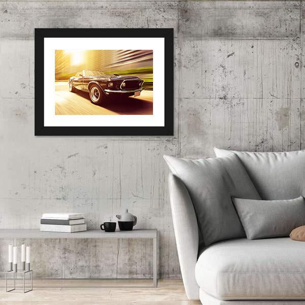 Vintage Car In Blur Motion Canvas Wall Art-3 Horizontal-Gallery Wrap-25" x 16"-Tiaracle