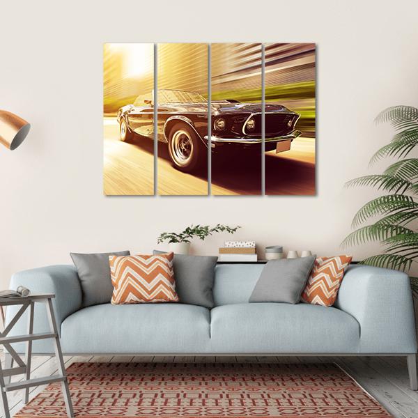 Vintage Car In Blur Motion Canvas Wall Art-4 Horizontal-Gallery Wrap-34" x 24"-Tiaracle