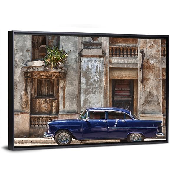 Vintage Car In Havana Canvas Wall Art-3 Horizontal-Gallery Wrap-25&quot; x 16&quot;-Tiaracle