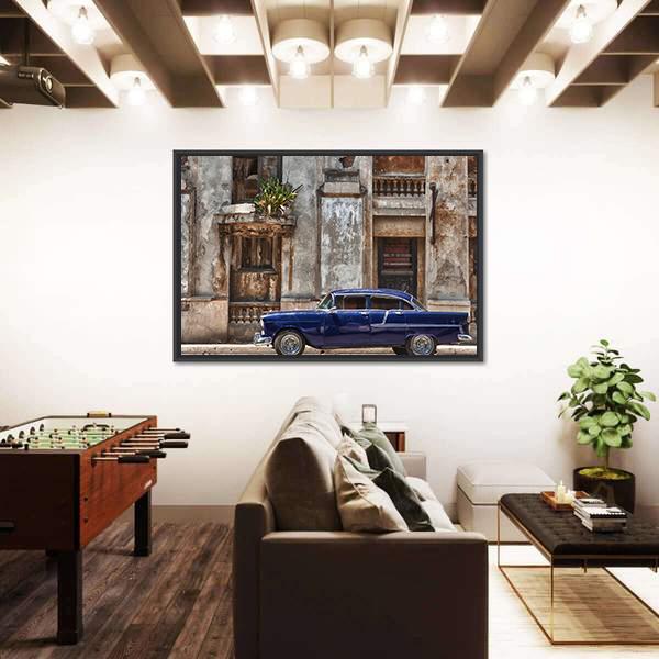 Vintage Car In Havana Canvas Wall Art-3 Horizontal-Gallery Wrap-25&quot; x 16&quot;-Tiaracle