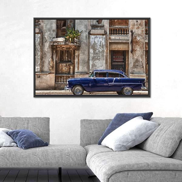 Vintage Car In Havana Canvas Wall Art-3 Horizontal-Gallery Wrap-25&quot; x 16&quot;-Tiaracle