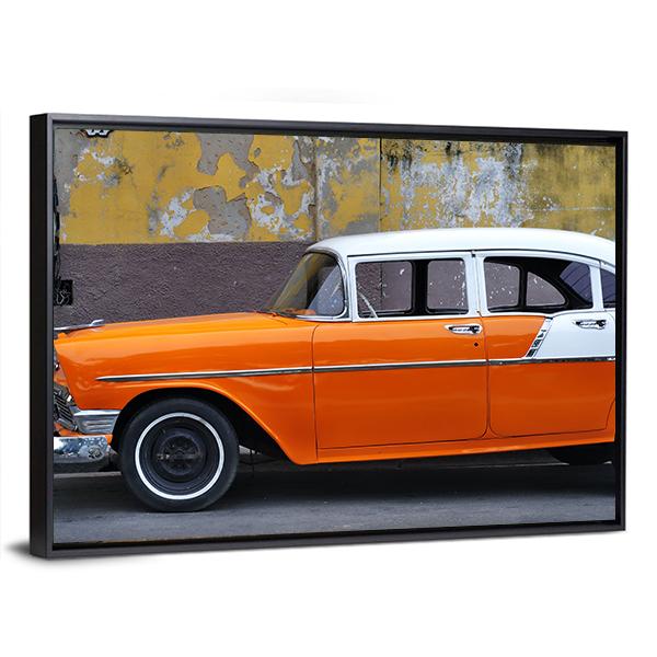 Vintage Car On The Streets Of Havana Canvas Wall Art-3 Horizontal-Gallery Wrap-25&quot; x 16&quot;-Tiaracle