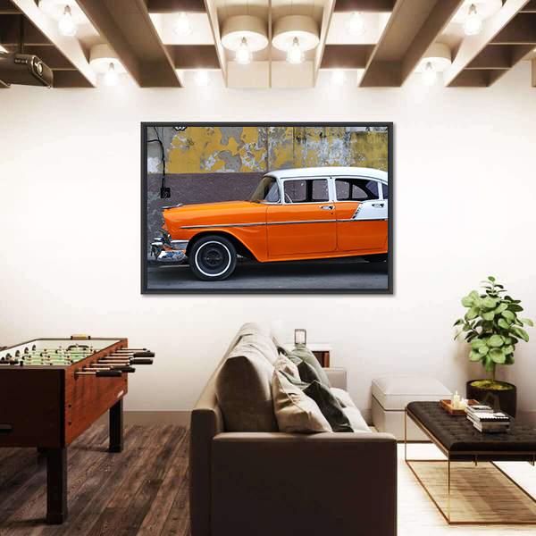Vintage Car On The Streets Of Havana Canvas Wall Art-3 Horizontal-Gallery Wrap-25&quot; x 16&quot;-Tiaracle
