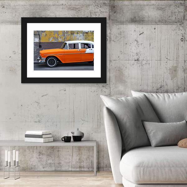 Vintage Car On The Streets Of Havana Canvas Wall Art-3 Horizontal-Gallery Wrap-25&quot; x 16&quot;-Tiaracle