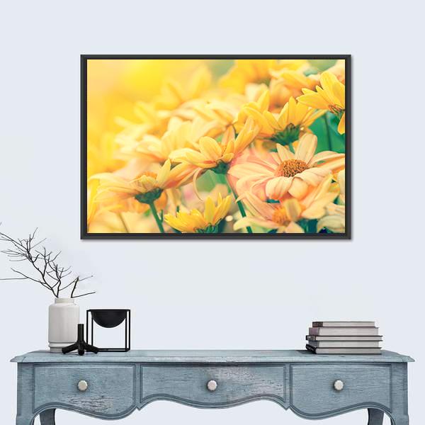 Vintage Flower Lawn Canvas Wall Art-1 Piece-Floating Frame-24" x 16"-Tiaracle