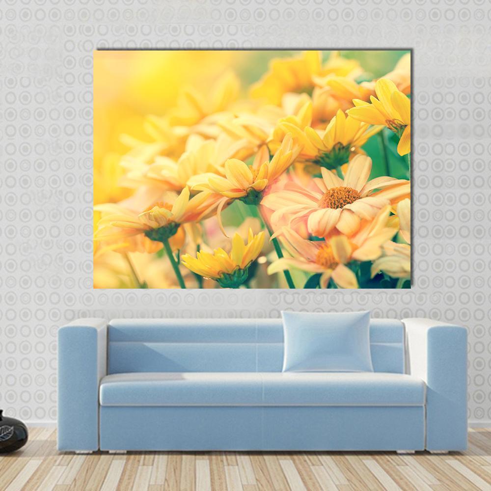 Vintage Flower Lawn Canvas Wall Art-1 Piece-Gallery Wrap-48" x 32"-Tiaracle