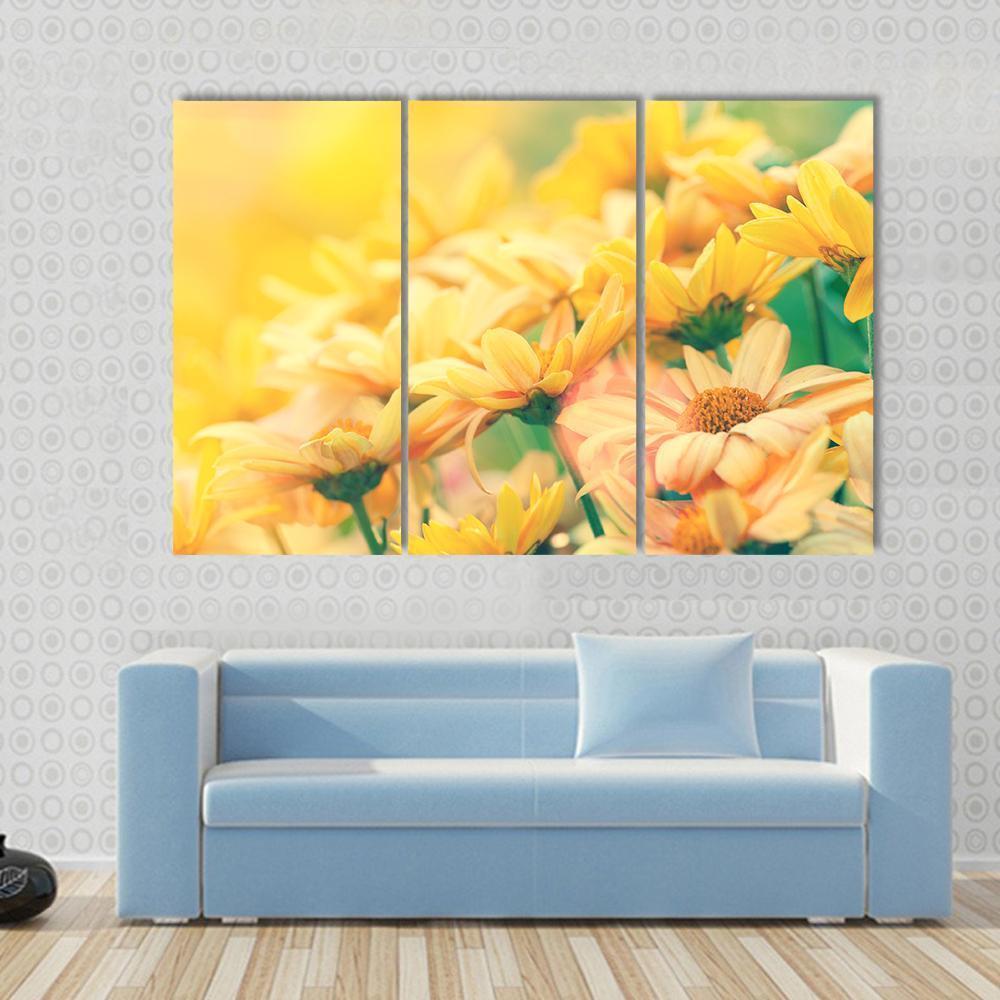 Vintage Flower Lawn Canvas Wall Art-3 Horizontal-Gallery Wrap-37" x 24"-Tiaracle