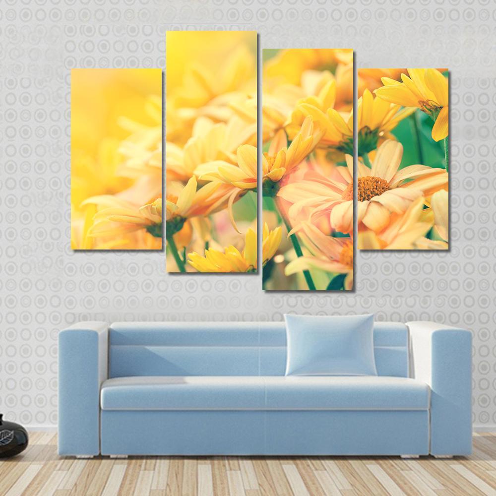 Vintage Flower Lawn Canvas Wall Art-4 Pop-Gallery Wrap-50" x 32"-Tiaracle