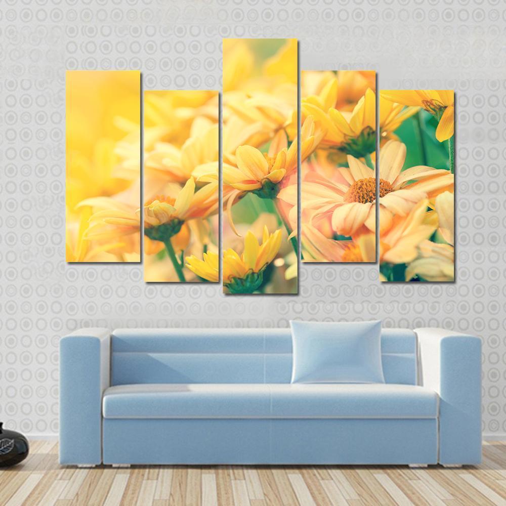 Vintage Flower Lawn Canvas Wall Art-5 Pop-Gallery Wrap-47" x 32"-Tiaracle