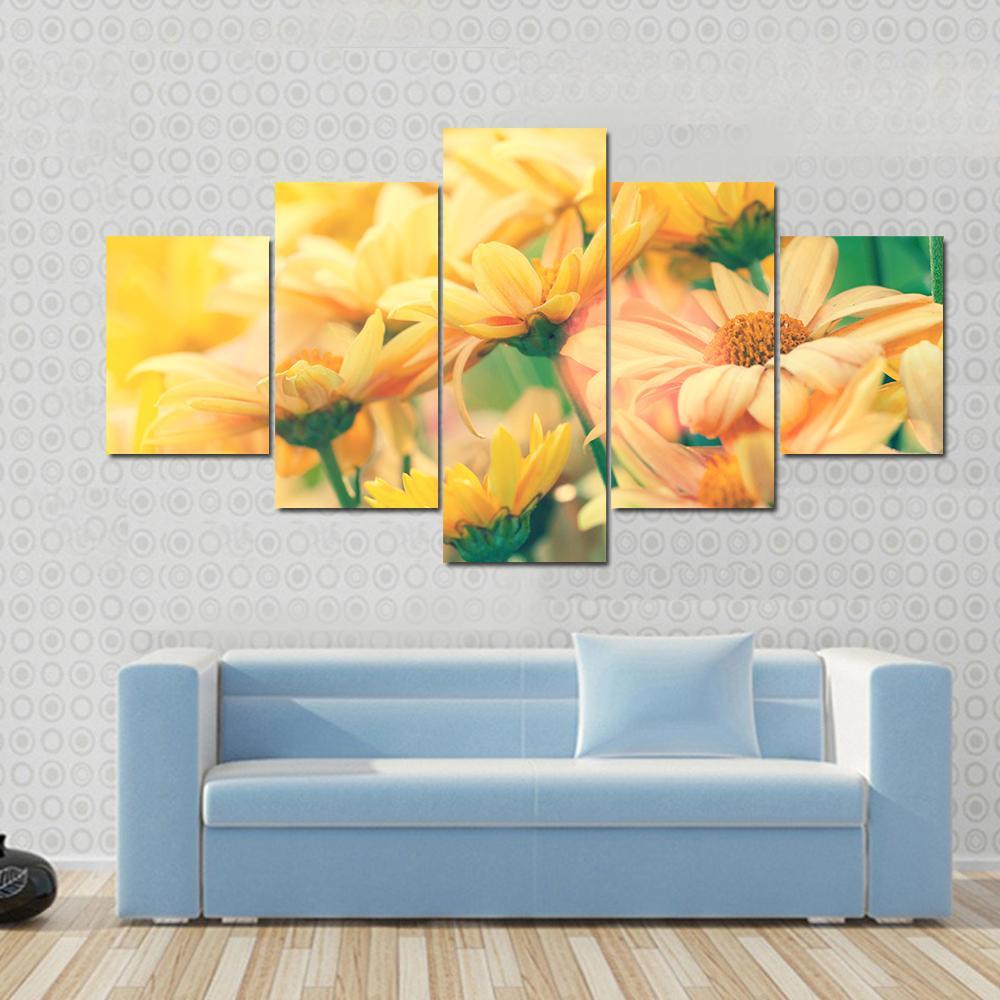 Vintage Flower Lawn Canvas Wall Art-3 Horizontal-Gallery Wrap-37" x 24"-Tiaracle