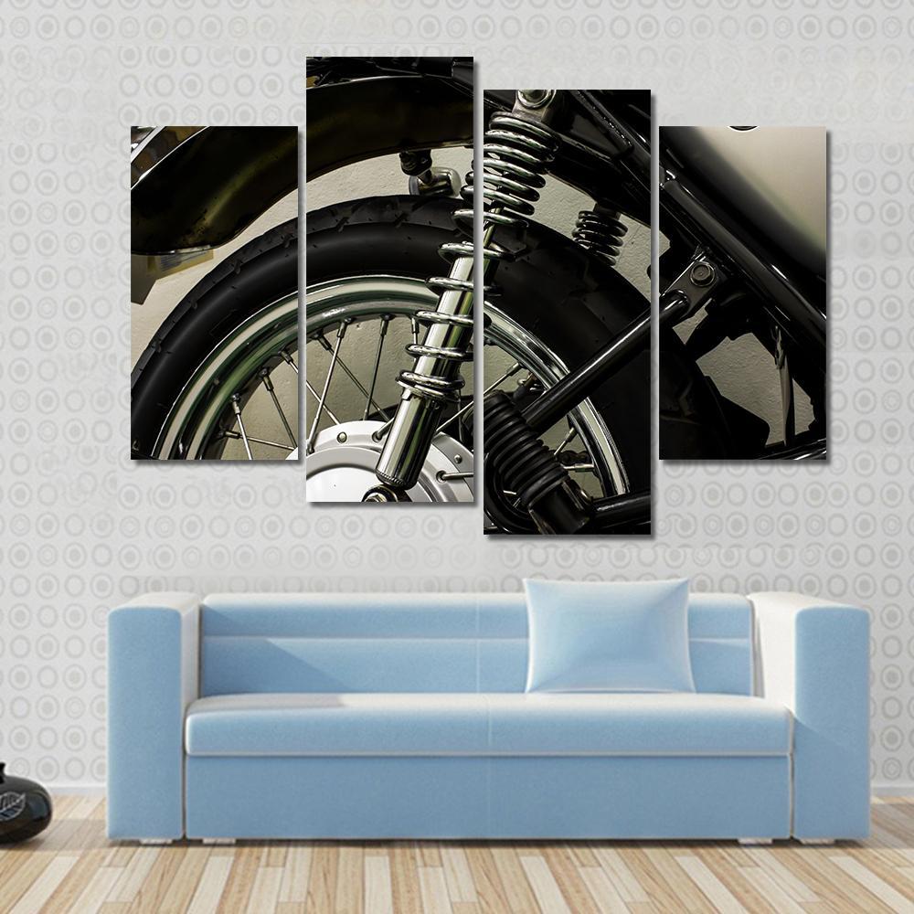 Vintage Motorcycle Detail Canvas Wall Art-4 Pop-Gallery Wrap-50" x 32"-Tiaracle