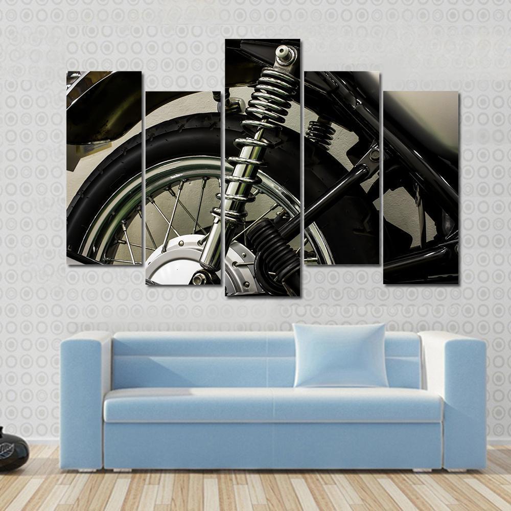 Vintage Motorcycle Detail Canvas Wall Art-5 Pop-Gallery Wrap-47" x 32"-Tiaracle