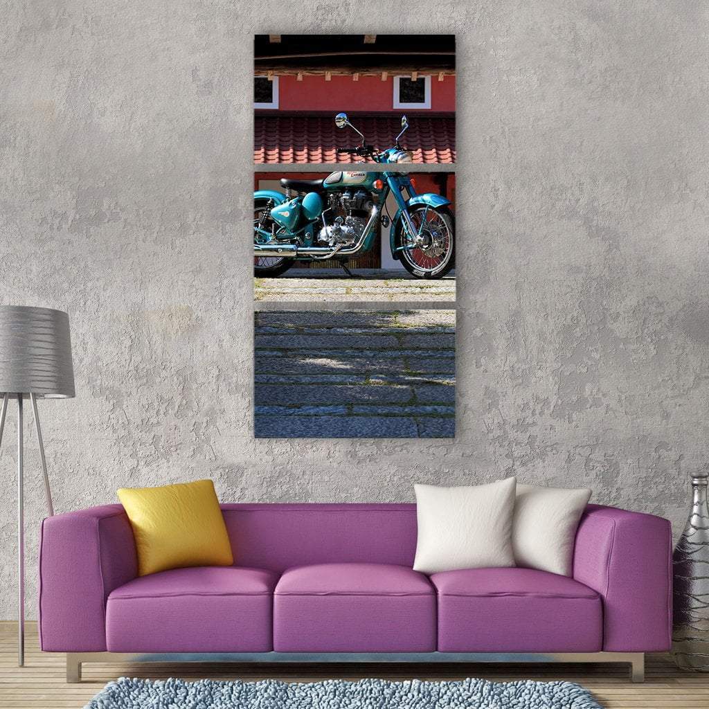 Vintage Motorcycle Vertical Canvas Wall Art-3 Vertical-Gallery Wrap-12" x 25"-Tiaracle