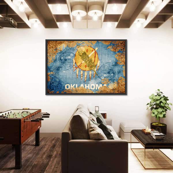 Vintage Oklahoma Flag Canvas Wall Art-3 Horizontal-Gallery Wrap-25" x 16"-Tiaracle