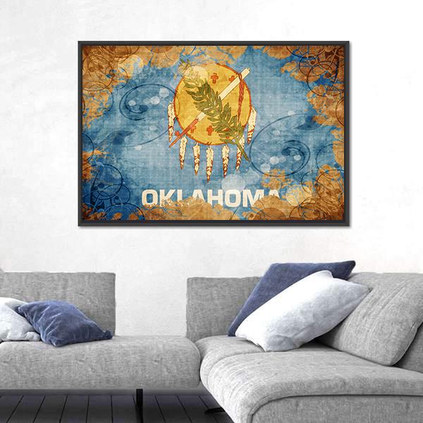 Vintage Oklahoma Flag Canvas Wall Art-3 Horizontal-Gallery Wrap-25" x 16"-Tiaracle