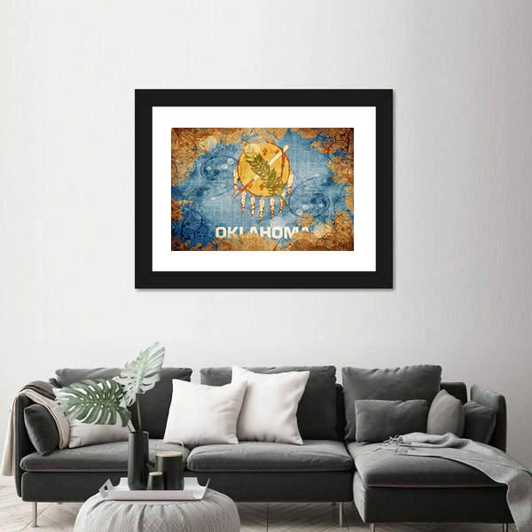 Vintage Oklahoma Flag Canvas Wall Art-3 Horizontal-Gallery Wrap-25" x 16"-Tiaracle