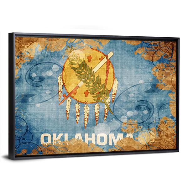Vintage Oklahoma Flag Canvas Wall Art-5 Horizontal-Gallery Wrap-22" x 12"-Tiaracle