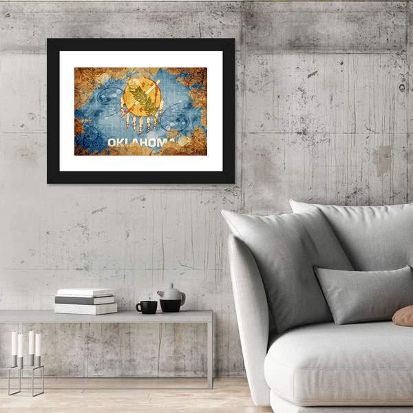 Vintage Oklahoma Flag Canvas Wall Art-3 Horizontal-Gallery Wrap-25" x 16"-Tiaracle