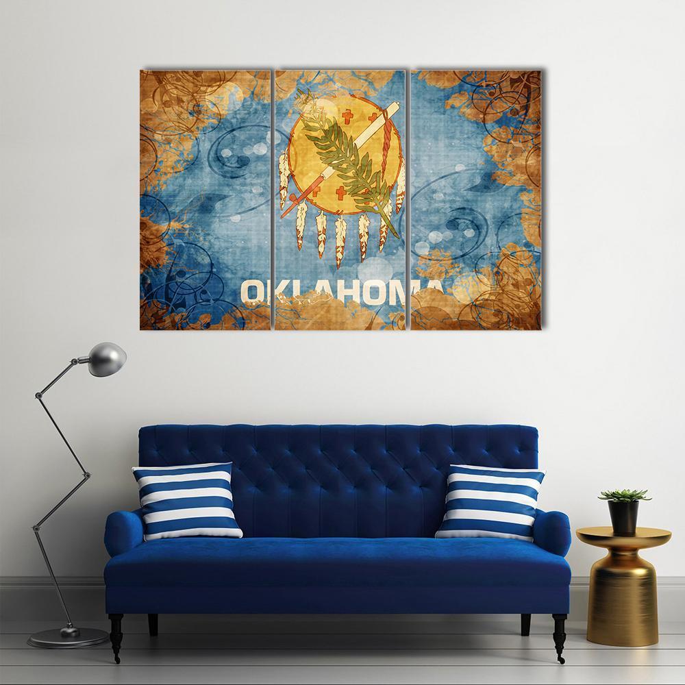 Vintage Oklahoma Flag Canvas Wall Art-3 Horizontal-Gallery Wrap-37" x 24"-Tiaracle