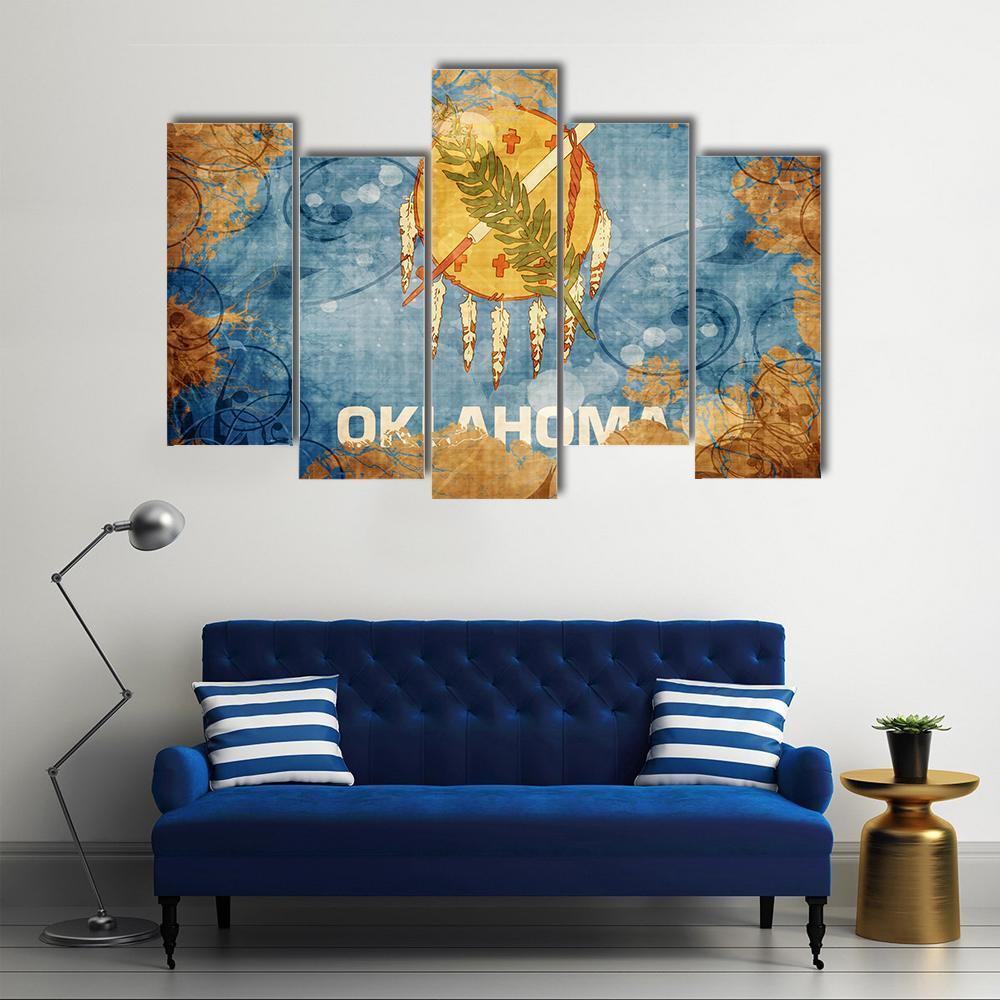 Vintage Oklahoma Flag Canvas Wall Art-5 Pop-Gallery Wrap-47" x 32"-Tiaracle