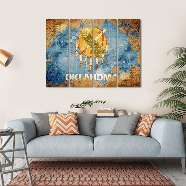 Vintage Oklahoma Flag Canvas Wall Art-4 Horizontal-Gallery Wrap-34" x 24"-Tiaracle