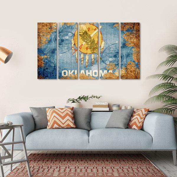 Vintage Oklahoma Flag Canvas Wall Art-5 Horizontal-Gallery Wrap-22" x 12"-Tiaracle