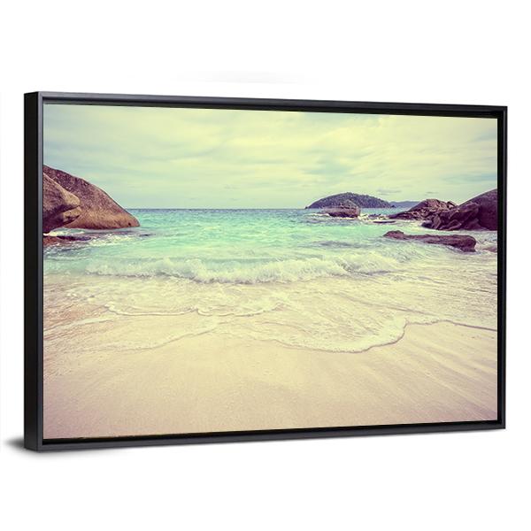 Vintage Style Blue Sea Canvas Wall Art-3 Horizontal-Gallery Wrap-25" x 16"-Tiaracle