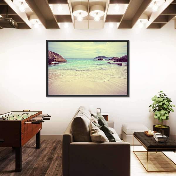 Vintage Style Blue Sea Canvas Wall Art-3 Horizontal-Gallery Wrap-25" x 16"-Tiaracle