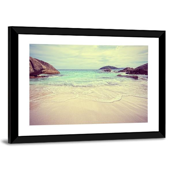 Vintage Style Blue Sea Canvas Wall Art-3 Horizontal-Gallery Wrap-25" x 16"-Tiaracle