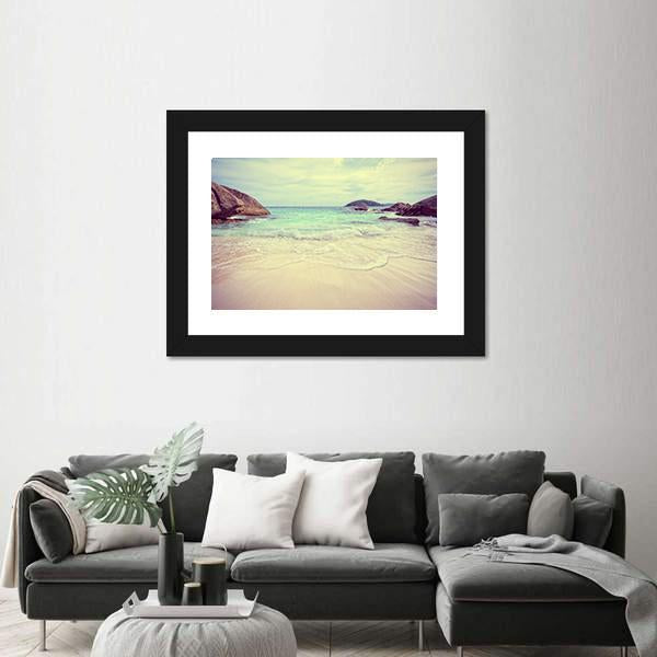 Vintage Style Blue Sea Canvas Wall Art-3 Horizontal-Gallery Wrap-25" x 16"-Tiaracle