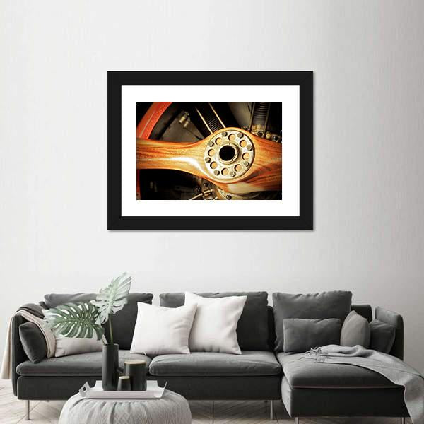Vintage Wooden Aircraft Propeller And Engine Cylinders Canvas Wall Art-3 Horizontal-Gallery Wrap-25" x 16"-Tiaracle