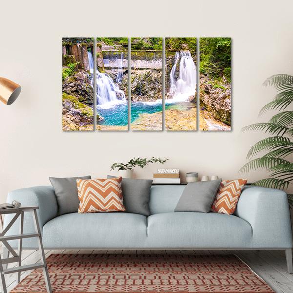Vintgar Gorge Waterfall Slovenia Canvas Wall Art-5 Horizontal-Gallery Wrap-22" x 12"-Tiaracle
