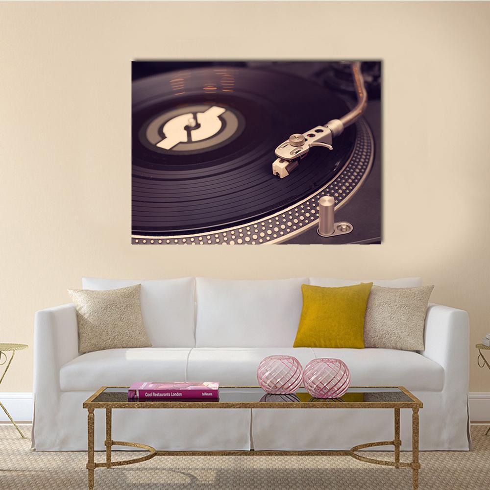 Vinyl Player Canvas Wall Art-1 Piece-Gallery Wrap-48" x 32"-Tiaracle