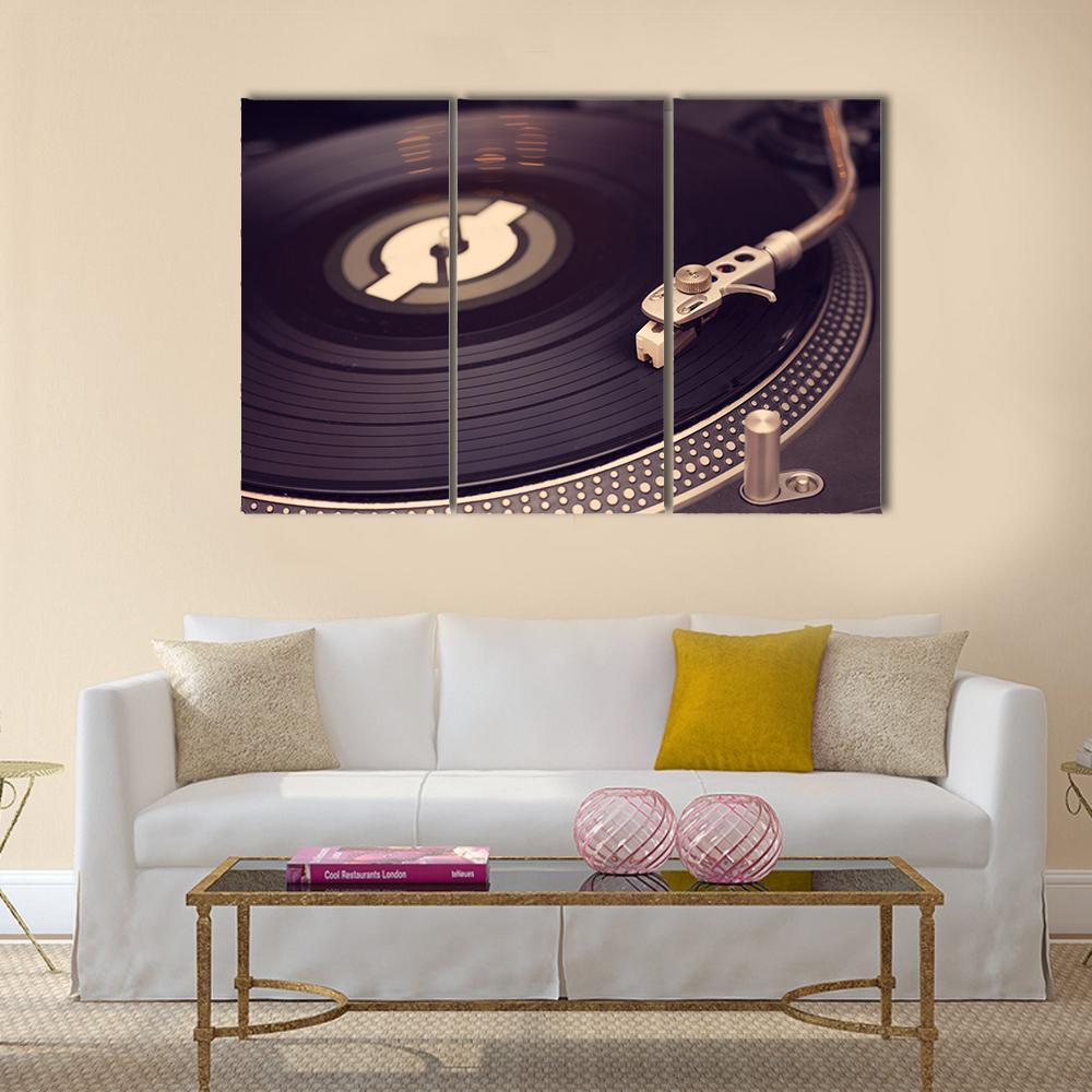 Vinyl Player Canvas Wall Art-3 Horizontal-Gallery Wrap-37" x 24"-Tiaracle