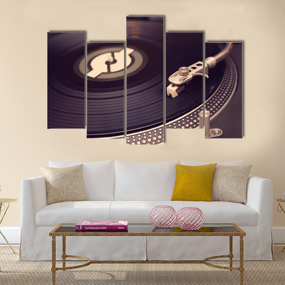 Vinyl Player Canvas Wall Art-5 Pop-Gallery Wrap-47" x 32"-Tiaracle