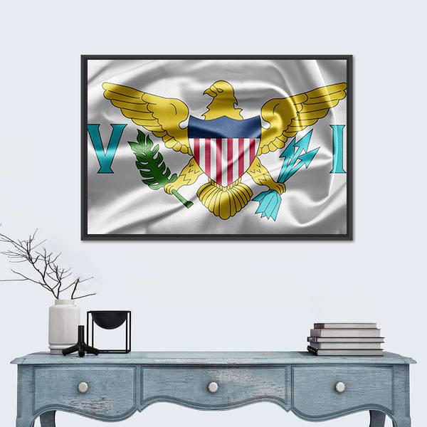 Virgin Islands Of The United States Flag Canvas Wall Art-1 Piece-Floating Frame-24" x 16"-Tiaracle