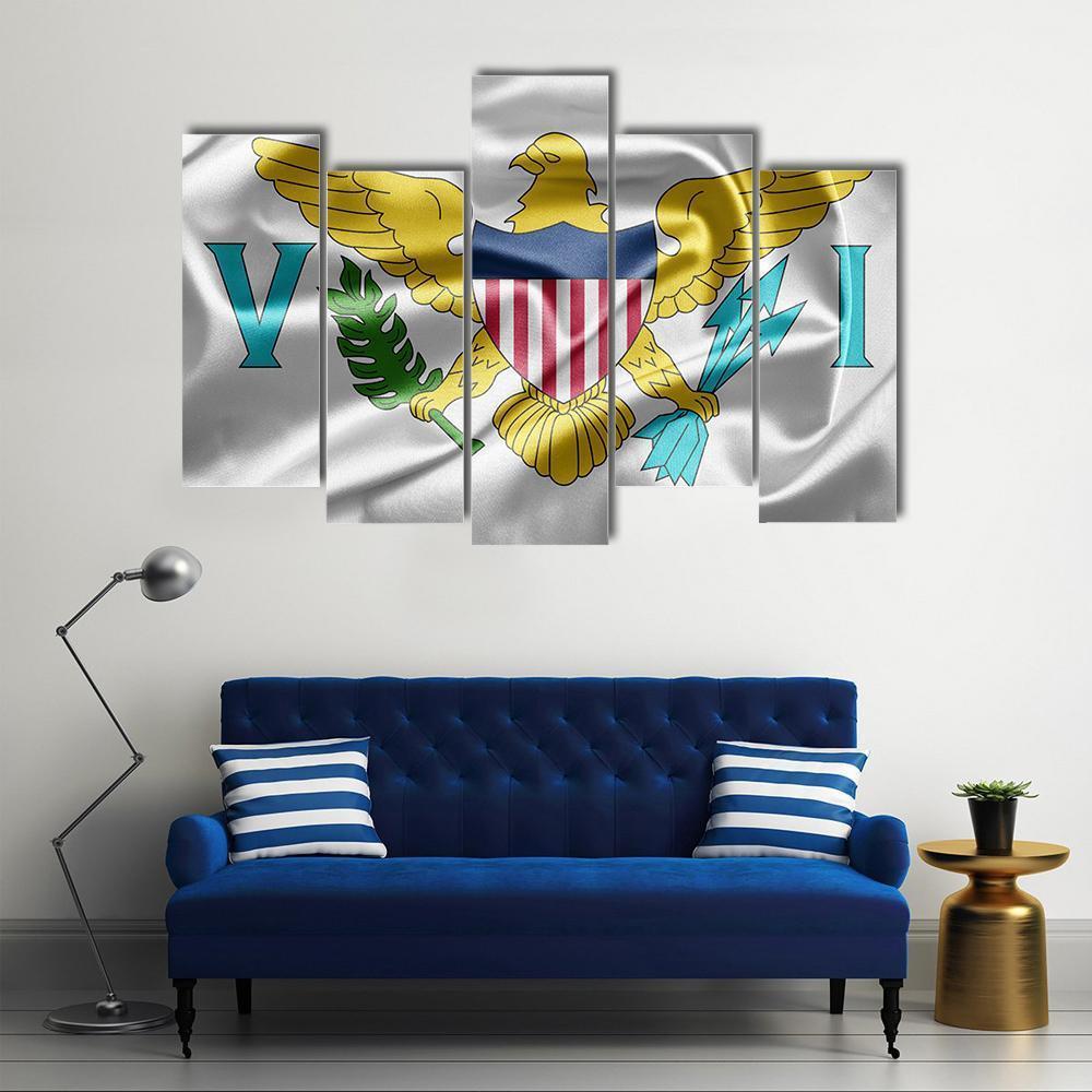 Virgin Islands Of The United States Flag Canvas Wall Art-5 Pop-Gallery Wrap-47" x 32"-Tiaracle