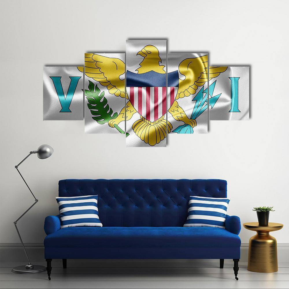 Virgin Islands Of The United States Flag Canvas Wall Art-5 Star-Gallery Wrap-62" x 32"-Tiaracle