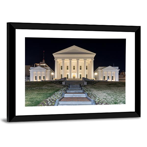 Virginia State Capitol At Night Canvas Wall Art-3 Horizontal-Gallery Wrap-25" x 16"-Tiaracle